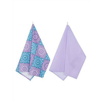 Набор полотенец кухонных India, орнамент, фиолетовый
