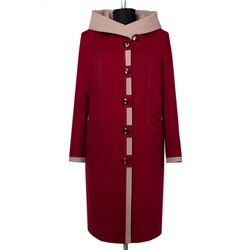 02-2420 Пальто женское утепленное Кашемир темно-красный