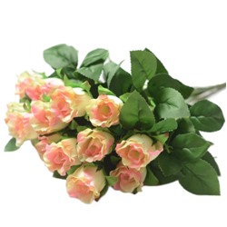 Розы в букете, искусственные, 14 голов, h50см, розовый