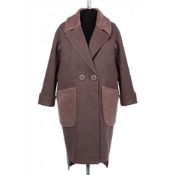 02-2553 Пальто женское утепленное валяная шерсть грязно-розовый