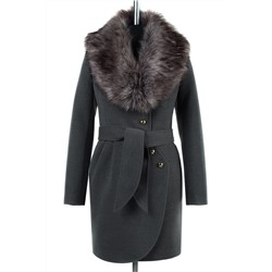 02-2390 Пальто женское утепленное (пояс) Кашемир серый
