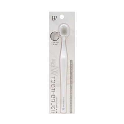 ШИРОКАЯ 6-рядная зубная щётка "EGOROUND" c тонкими щетинками и современной ручкой (мягкая), цвет белый