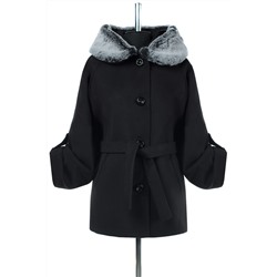 02-1966 Пальто женское утепленное(пояс) Кашемир черный