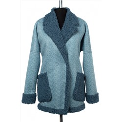 02-2457 Пальто женское утепленное Эко-дубленка голубой