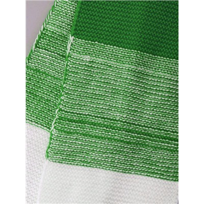 Шапка вязаная детская с помпоном на завязках, меланж + шарф с помпонами, зеленый