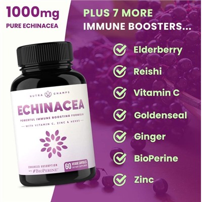 Echinacea 1000mg (2 капсулы) NutraChamps, США капсулы 60