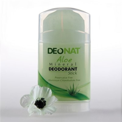 Дезодорант-Кристалл "ДеоНат" с натуральным соком АЛОЭ, стик плоский, вывинчивающийся (twist-up), 100 гр.