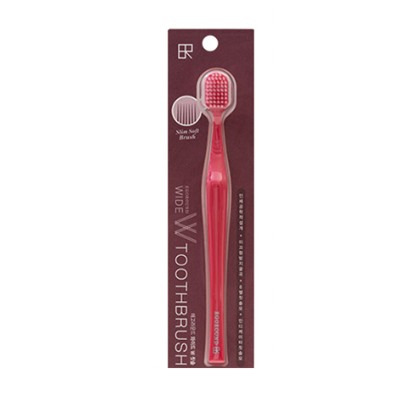 ШИРОКАЯ 6-рядная зубная щётка "EGOROUND" c тонкими щетинками и современной ручкой (мягкая), цвет красный
