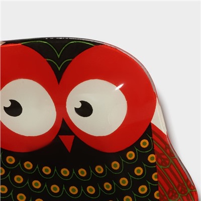 Блюдо стеклянное сервировочное Доляна «Задумчивые совы», 18×13,1×1,9 см, цвет красный