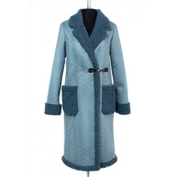 02-2503 Пальто женское утепленное Эко-дубленка голубой