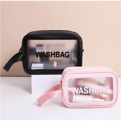Дорожная прозрачная сумка WASH BAG, косметичка, непромокаемая, ЧЕРНАЯ (2514)