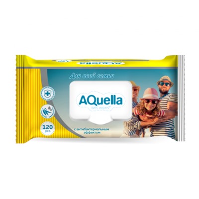 AQUELLA Влажные салфетки с антибактериальным эффектом универсальные big-pack 60шт