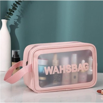 Дорожная прозрачная сумка WASH BAG, косметичка, непромокаемая, РОЗОВАЯ (2515)