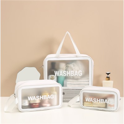 Дорожная прозрачная сумка WASH BAG, косметичка, непромокаемая, БЕЛАЯ (2717)