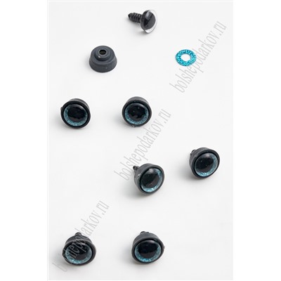 Фурнитура "Глазки для игрушек" 12 мм, с заглушками (20 шт) SF-6093, голубой №5