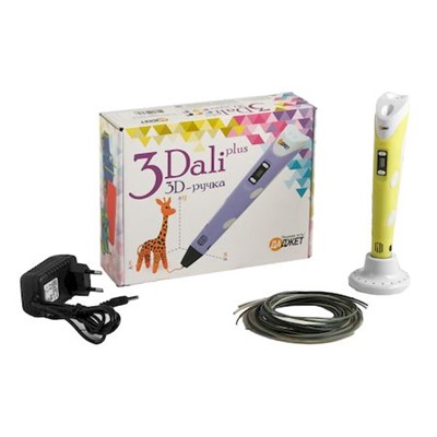 Ручка 3D 3Dali Plus KIT FB0021Y желтая, трафарет и пластик в наб. 2300731 (1565402) Даджет {Китай}
