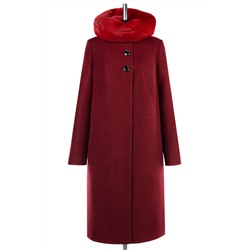 02-2328 Пальто женское утепленное валяная шерсть красный меланж