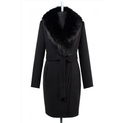 02-2696 Пальто женское утепленное (пояс) Кашемир черный