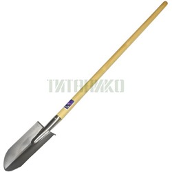 Узкая лопата цветочная  (штыковая). 100*200, толщина 1,5 мм, черенок лакированная осина 110см,Ф30 мм.
