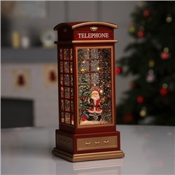 Светодиодная фигура «Дед Мороз в телефонной будке» 10.5 × 25 × 10.5 см, пластик, батарейки ААх3 (не в комплекте), USB, свечение тёплое белое