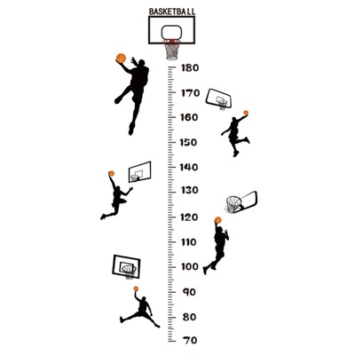 Наклейка-Ростомер многоразовая интерьерная "Баскетбол"   (2698)