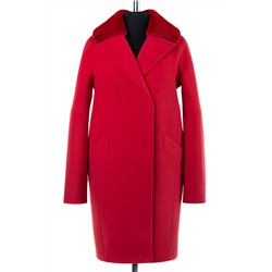 02-2075 Пальто женское утепленное Кашемир красный