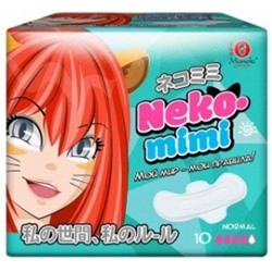 Прокладки гигиенические женские Maneki, дневные, серия Neko-mimi, 240 мм, 10 шт./упак