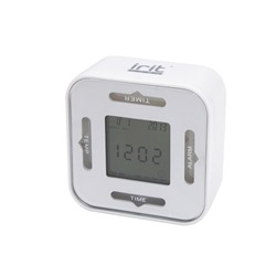 Часы-будильник (+термометр,секундомер,календарь) работают от AААх2 1,5В (в комплект не входят)