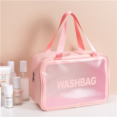 Дорожная прозрачная сумка WASH BAG, косметичка, непромокаемая, РОЗОВАЯ (2515)