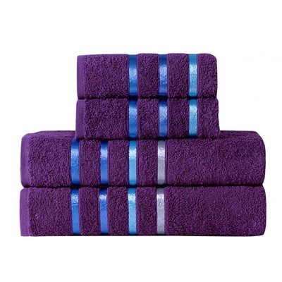 Комплект махровых полотенец "KARNA" BALE 50х80*2-70х140*2 см 1/4 Фиолетовый
