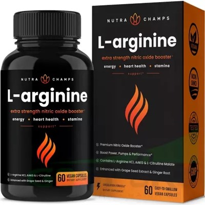 L-Arginine 1500mg (2 капсулы) Nutra Champs, США капсулы 60