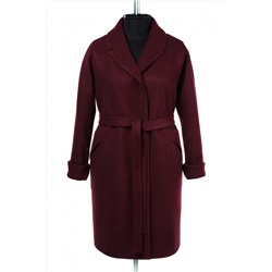 02-2857 Пальто женское утепленное (пояс) валяная шерсть бордовый