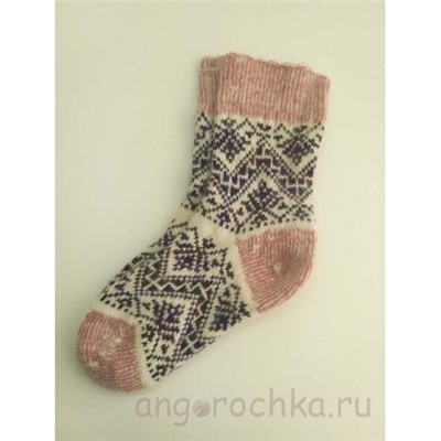 Женские носки с коричнево-фиолетовым орнаментом