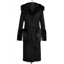02-2468 Пальто женское утепленное ( пояс) Кашемир черный