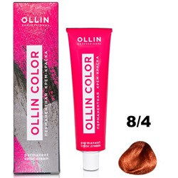 OLLIN COLOR Перманентная крем-краска для волос 8/4 светло-русый медный 60 мл