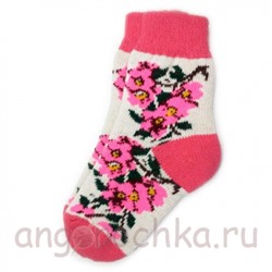 Женские шерстяные носки с розовыми цветами