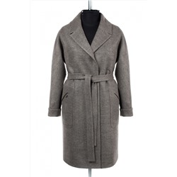 02-2858 Пальто женское утепленное ( пояс) валяная шерсть Бежево-серый