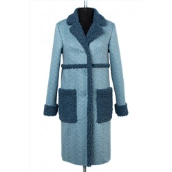 02-2501 Пальто женское утепленное Эко-дубленка голубой
