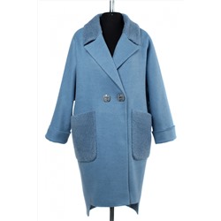 02-2505 Пальто женское утепленное валяная шерсть голубой