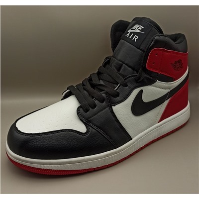 Кроссовки зимние Nike Air Jordan 1 Mid красн./бел. с черным мехом