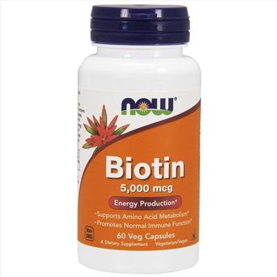 Biotin 5000 MCG Now, США, (60капс)