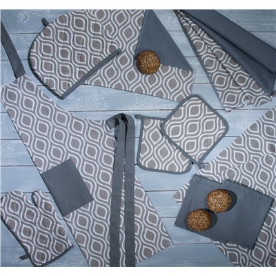 Полотенце кухонное Verano, орнамент, серый