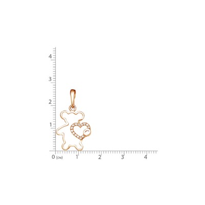 Позолоченная подвеска "Мишка" с бесцветными фианитами - 702 - п