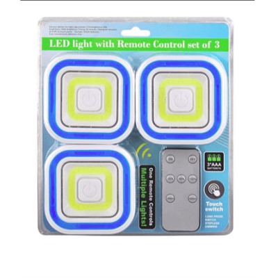 Светильник с пультом и регулировкой яркости (3 шт) LED light with Remote Control set 3