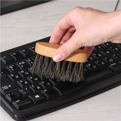 Щётка для клавиатуры компьютера, 8,5×3×1,6 см, 22 пучка, натуральный конский волос