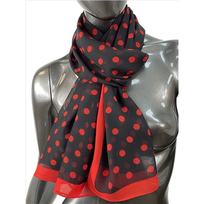 Легкий палантин-шарф с принтом, цвет черный с красным