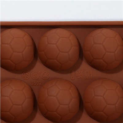 Форма для украшений Доляна «Мячики», силикон, 21×10,5×1,5 см, 18 ячеек, цвет коричневый