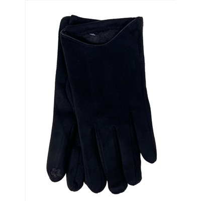 Укороченные женские велюровые перчатки, цвет черный