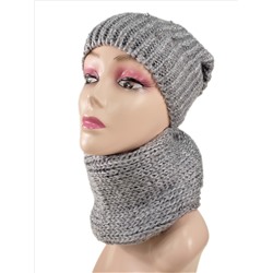 Комплект женская шапка и шарф, цвет серый