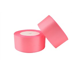 Однотонная атласная лента (светло-неоново-розовый), 40мм * 25 ярдов (+-1)